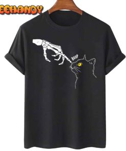 Cat Black Lover Skeleton Hand Boop Halloween 2022 Tee Shirt