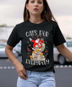 Cats For Everybody Ugly Christmas Cat Tee Shirt