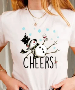 Cheers snowman and wine christmas Tee Shirt