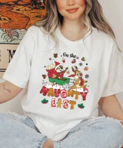 Chip and Dale On The Naught List Christmas Tee shirt