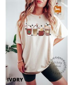 Christmas Cats And Coffee Tee Shirt