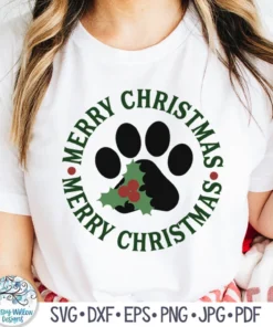 Christmas Dog Paw Print Tee Shirt