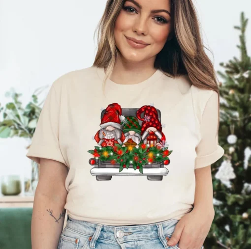 Christmas Gnomes With Truck Tee Shirt