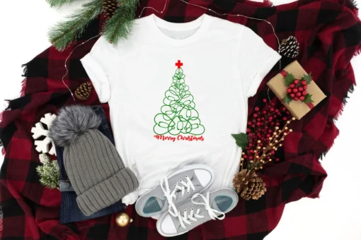 Christmas Tree Nurse Tee Shirt