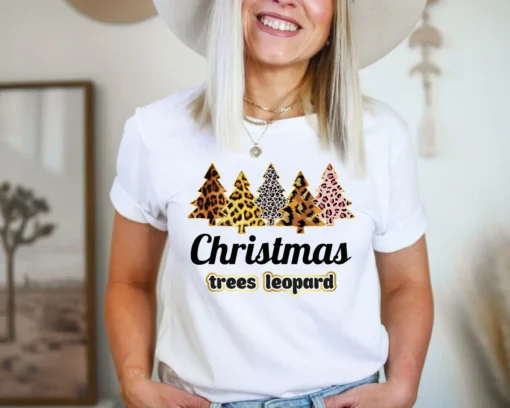 Christmas Trees Leopard Tee Shirt