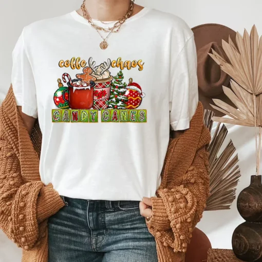 Coffee Chaos Candy Canes Coffee Christmas Cheer Tee Shirt