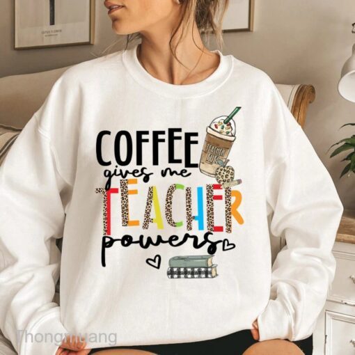 Coffee Gives Me Teacher Powers Christmas Tee Shirt