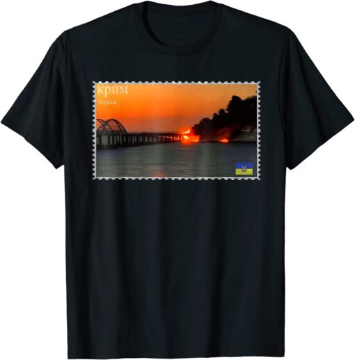 Crimea's Kerch Bridge Stamp Crimea Bridge Peninsula Ukraine Tee Shirt