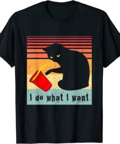 Do What I Want Vintage Black Cat Red Cup My Cat T-Shirt