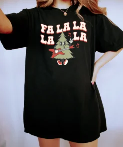 Fa La La Tree Santa Christmas Tee Shirt