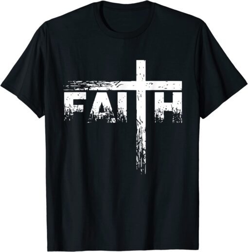 Faith Christian Cross Faith Distressed Religious T-Shirt