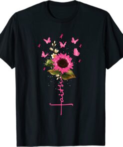 Faith Cross Breast Cancer Awareness Christian Tee Shirt