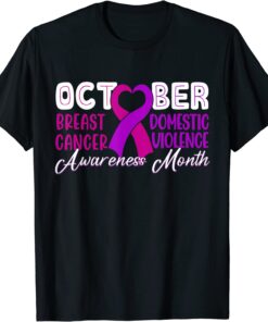 Family Breast Cancer and Domestic Violence Awareness Month Tee Shirt