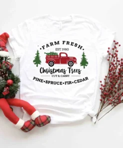 Farm Fresh Christmas Trees Truck Tee shirt