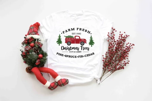 Farm Fresh Christmas Trees Truck Tee shirt