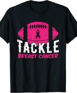 Football Ribbon Breast Cancer Awareness Tackle Breast Cancer Tee Shirt