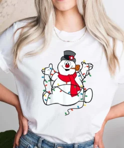 Frosty The Snowman Christmas Lights Portrait Tee Shirt