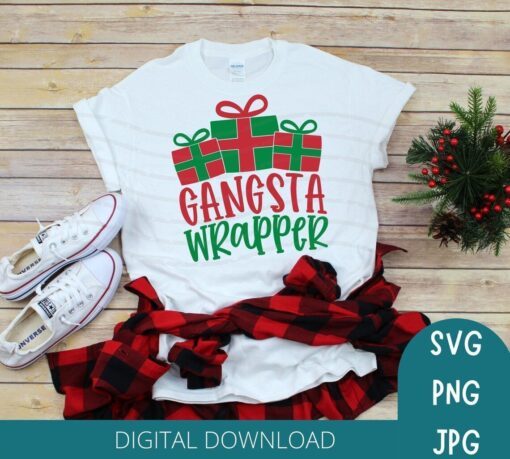 Ganster Wrapper Christmas Tee Shirt