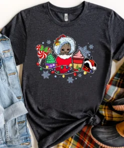 Guardians Of The Galaxy Santa Baby Groot Food and Drink Christmas Tee Shirt