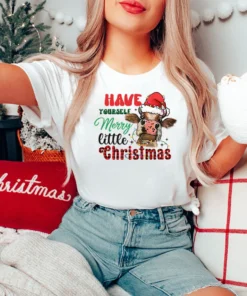 Have Yourself A Merry Christmas Cow Lover Tee Shirt