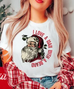 I Love Man With A Beard Christmas Tee shirt