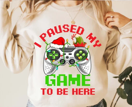 I Paused My Game To Be Here Christmas Gamer Tee Shirt