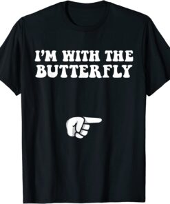 I'm With Butterfly Halloween Costume Party Matching Couples T-Shirt