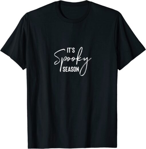 It’s Spooky Season for Happy Halloween White Script Tee Shirt