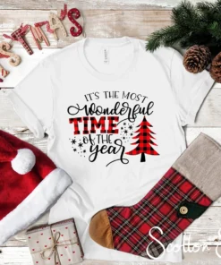 It's The Most Wonderful Time of the Year Plaid Tree Christmas Tee Shirt