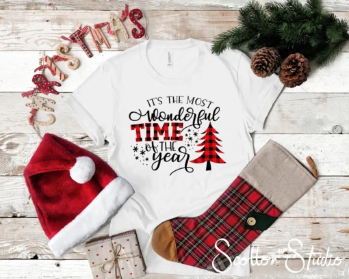 It's The Most Wonderful Time of the Year Plaid Tree Christmas Tee Shirt