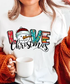 Love Christmas Snowman Tee Shirt