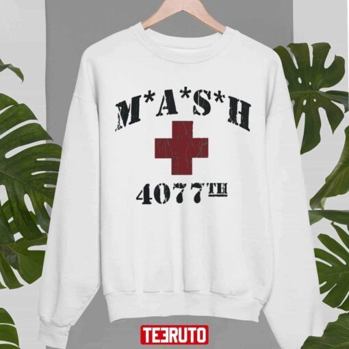 MASH Series 4077th Heather Military Green Red Cross Tee Shirt