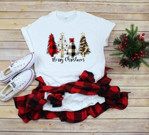 Merry Christmas Buffalo Plaid Trees T-Shirt