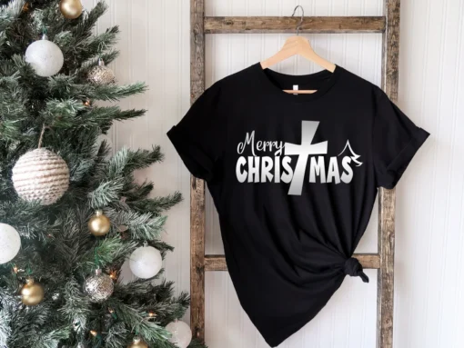 Merry Christmas Cross Tee Shirt