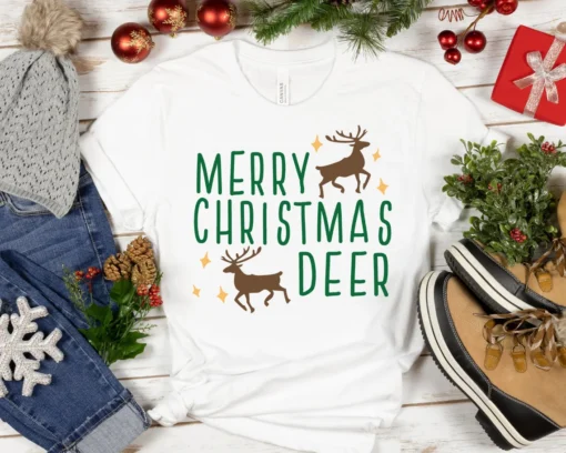 Merry Christmas Deer Tee Shirt