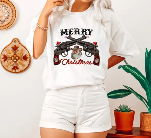 Merry Christmas Gun Tee Shirt