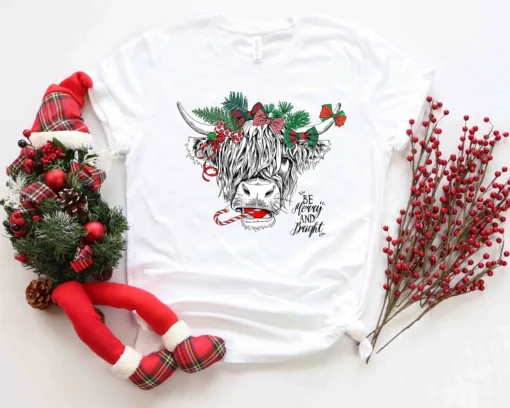 Merry Christmas Heifers Christmas Cow Tee shirt