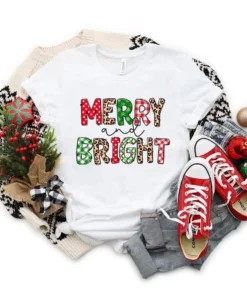 Merry and Bright Christmas Tee Shirt