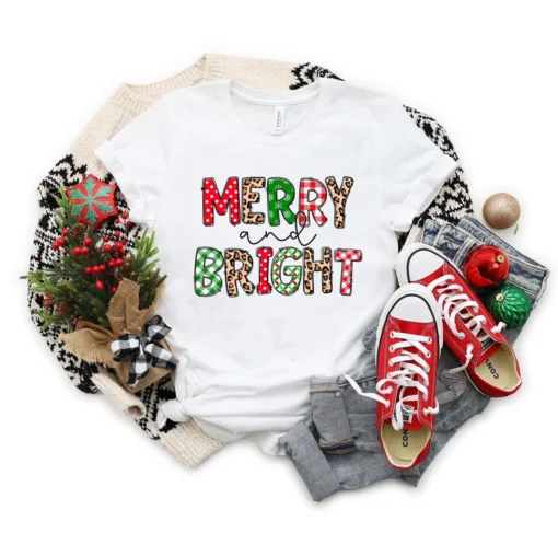 Merry and Bright Christmas Tee Shirt