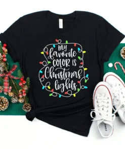 My favorite color is Christmas lights, Merry Christmas Tee Shirt