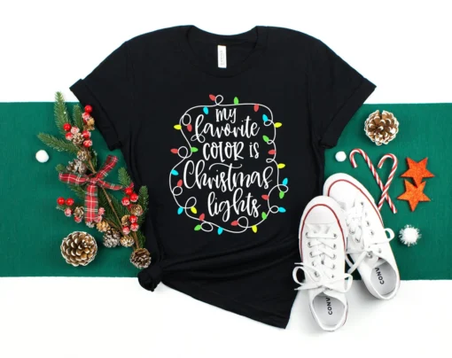 My favorite color is Christmas lights, Merry Christmas Tee Shirt
