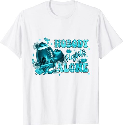 Nobody Fights Alone Football Cervical cancer Awareness Tee Shirt