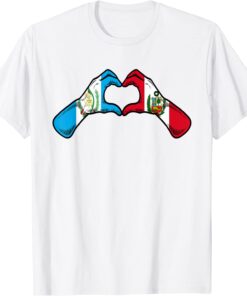 Peru Guatemala Flag Peruvian Guatemalan Heart Tee Shirt