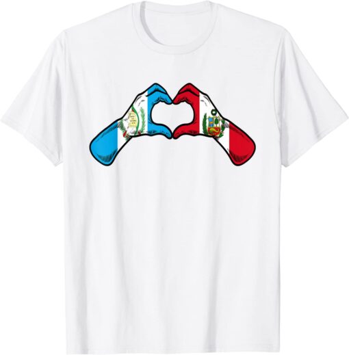 Peru Guatemala Flag Peruvian Guatemalan Heart Tee Shirt