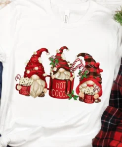 Pilgrim Gnome Christmas Hot Cocoa Gnomes Christmas Tee Shirt