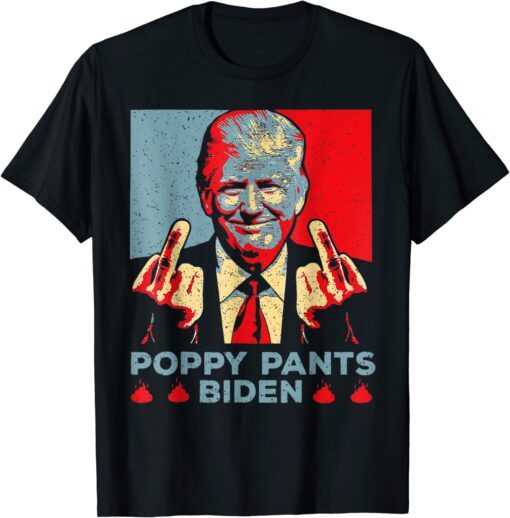 Poopy Pants Joe Biden, Anti Biden Trump And America Flag Tee Shirt