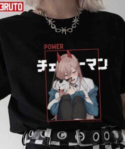 Power And Cute Cat Chainsaw Man Tee shirt