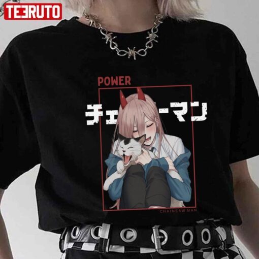 Power And Cute Cat Chainsaw Man Tee shirt