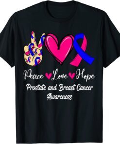 Prostate and Breast Cancer Awareness Love Hope Pink & Blue Tee Shirt