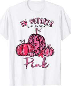 Pumpkin In October We Wear Pink Breast Cancer Warrior Girls Tee Shirt